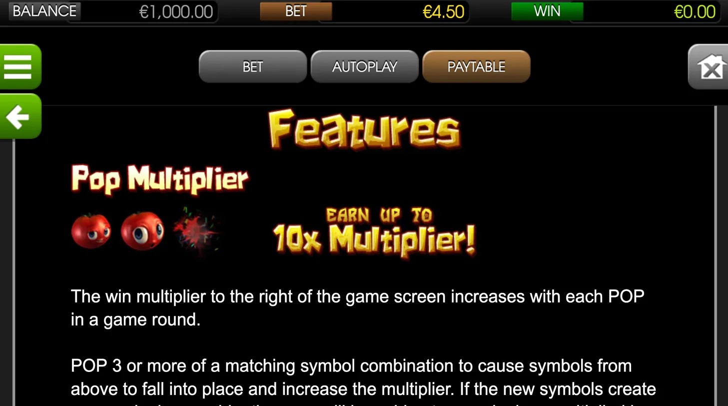 Pop Multiplier feature explanation screen